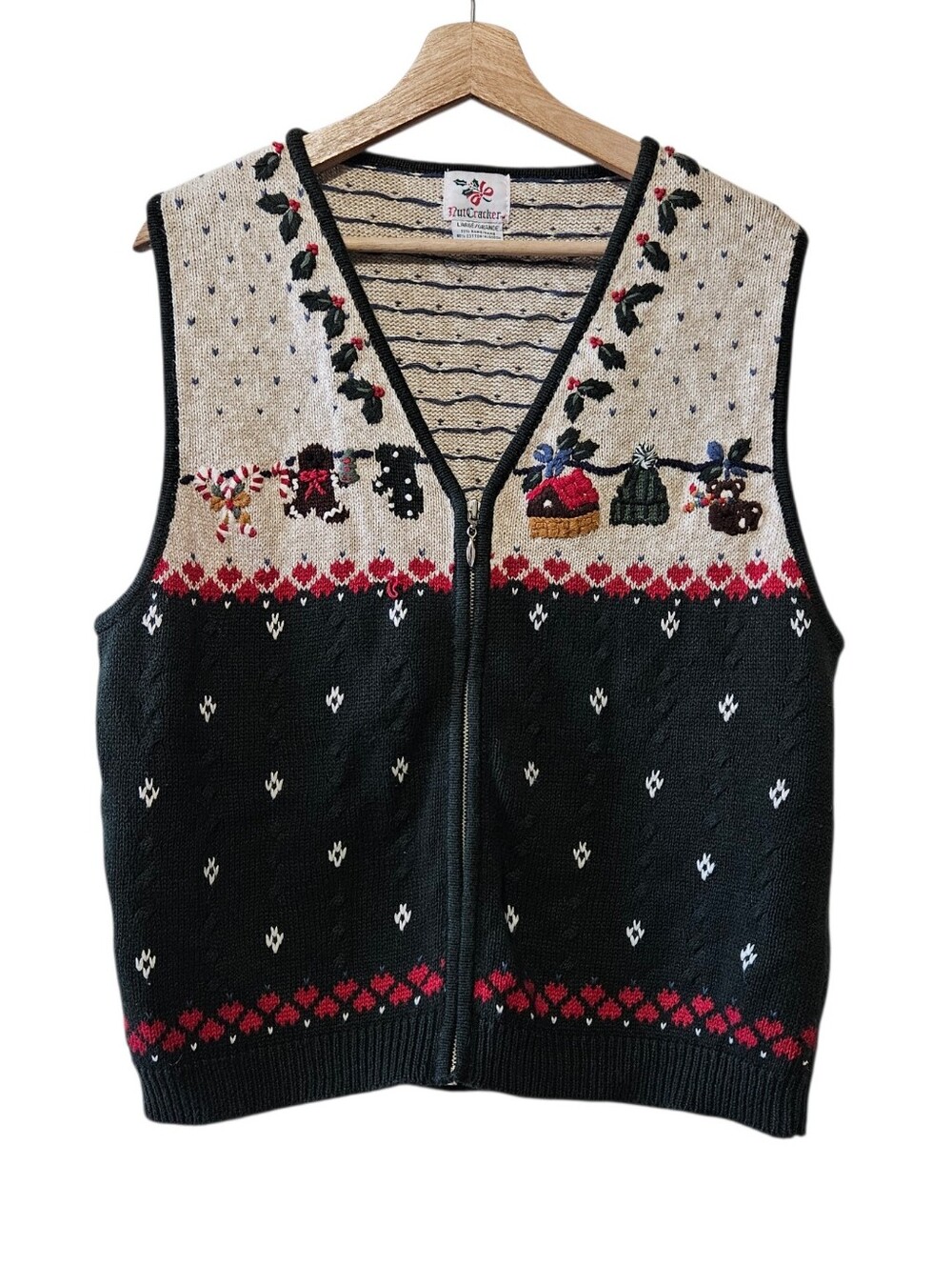 Nutcracker Christmas Holiday Front Zip Vest Tacky Party Womens Size Large